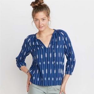 Marine Layer Blue Ikat Penny Blouse NWOT Size M